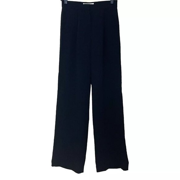 L.K.Bennett Black Wide Leg Trouser Pants 2 Classic Office Old Money Quiet Luxury - Picture 2 of 11